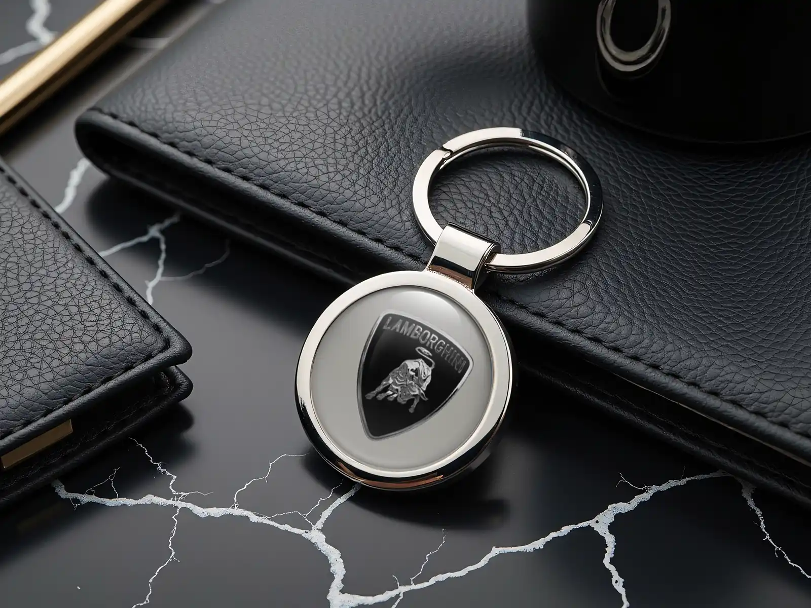 Lamborghini Porte-clés Gravés Métal Premium Logo